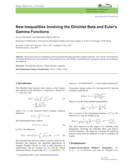 New Inequalities Involving the Dirichlet Beta and Euler's Gamma Functions