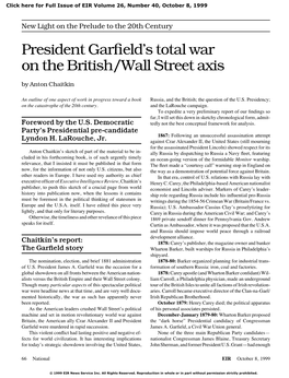 President Garfield's Total War on the British/Wall Street Axis