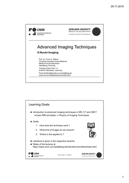 Advanced Imaging Techniques X-Nuclei Imaging