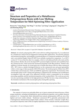 Structure and Properties of a Metallocene Polypropylene Resin with Low Melting Temperature for Melt Spinning Fiber Application