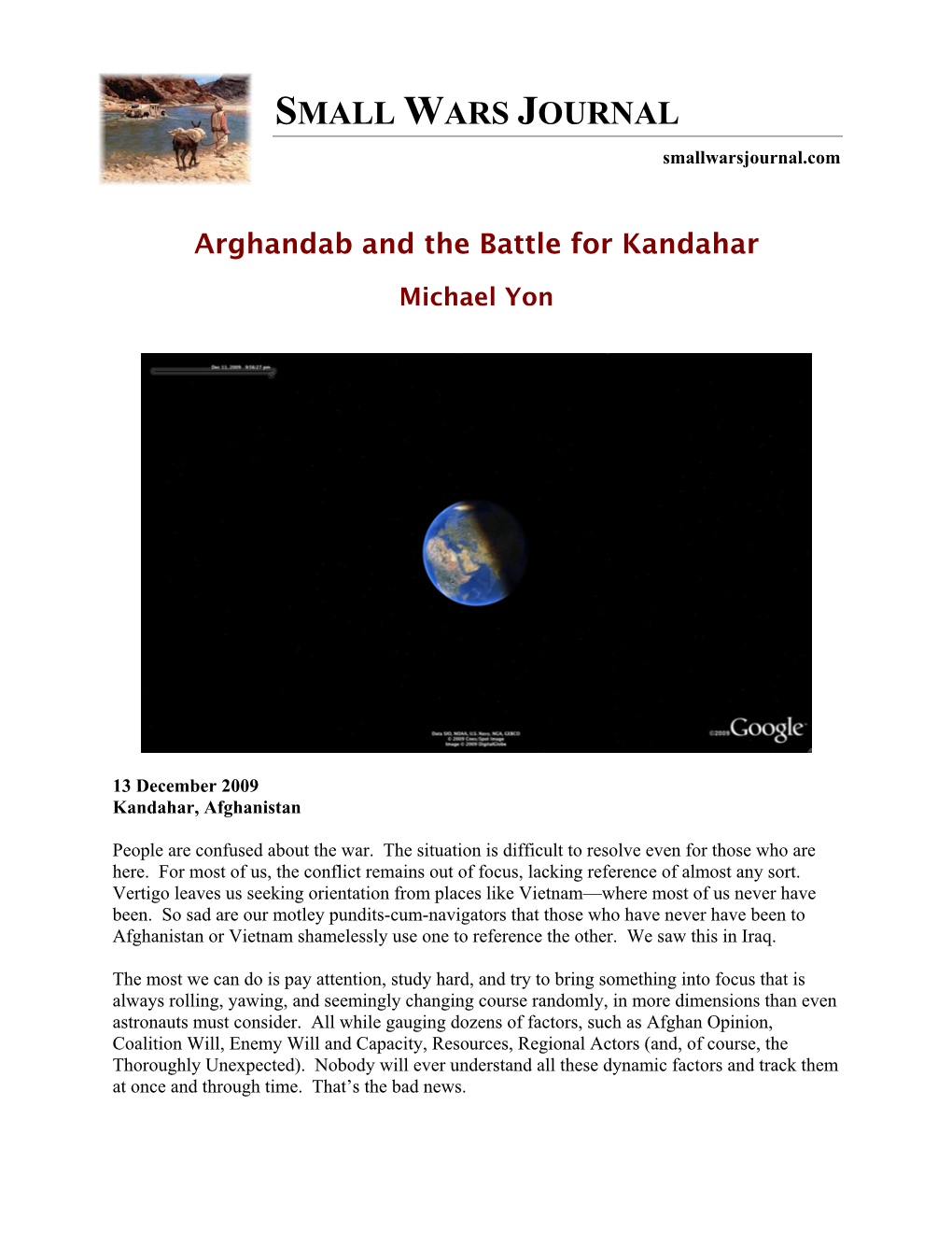 Arghandab and the Battle for Kandahar