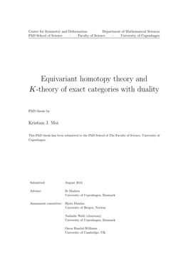 Equivariant Homotopy Theory and K-Theory of Exact Categories with Duality
