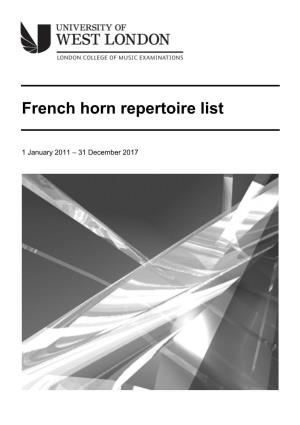 French Horn Repertoire List