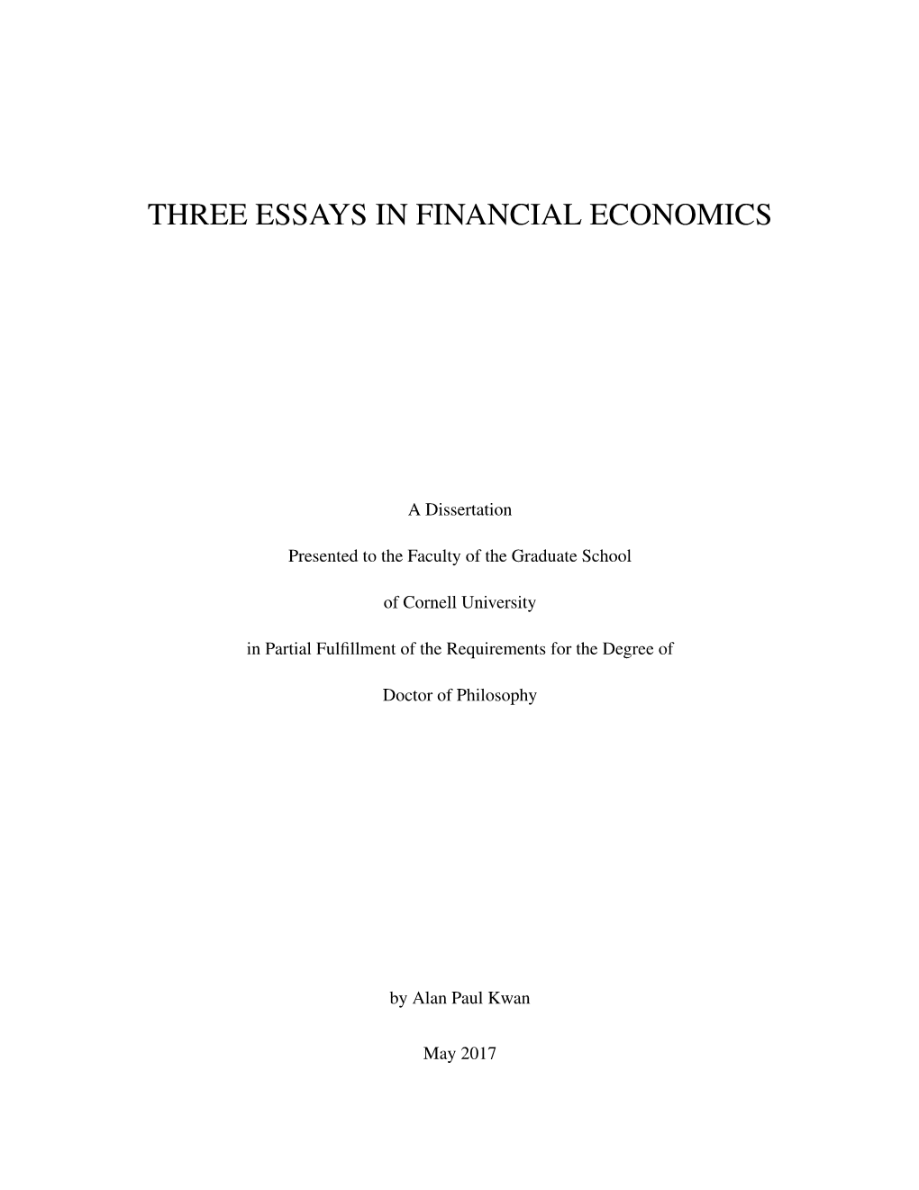 Three Essays in Financial Economics