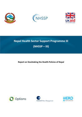 Report on Stocktaking the Health Policies of Nepal