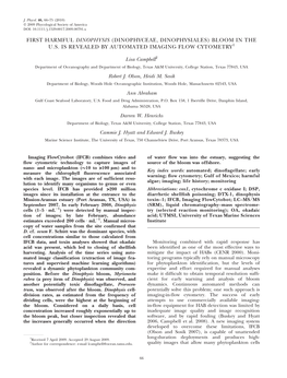 First Harmful Dinophysis (Dinophyceae, Dinophysiales) Bloom in the U.S