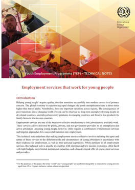 Technical Note Employment Services That Work for Youth