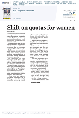 Shift on Quotas for Women