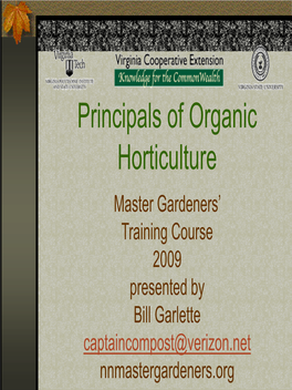 Principals of Organic Horticulture