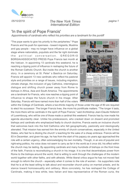 In the Spirit of Pope Francis. Nytimes