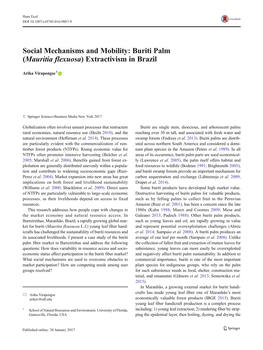 Social Mechanisms and Mobility: Buriti Palm (Mauritia Flexuosa) Extractivism in Brazil