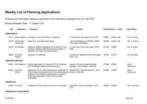 Weekly List of Planning Applications