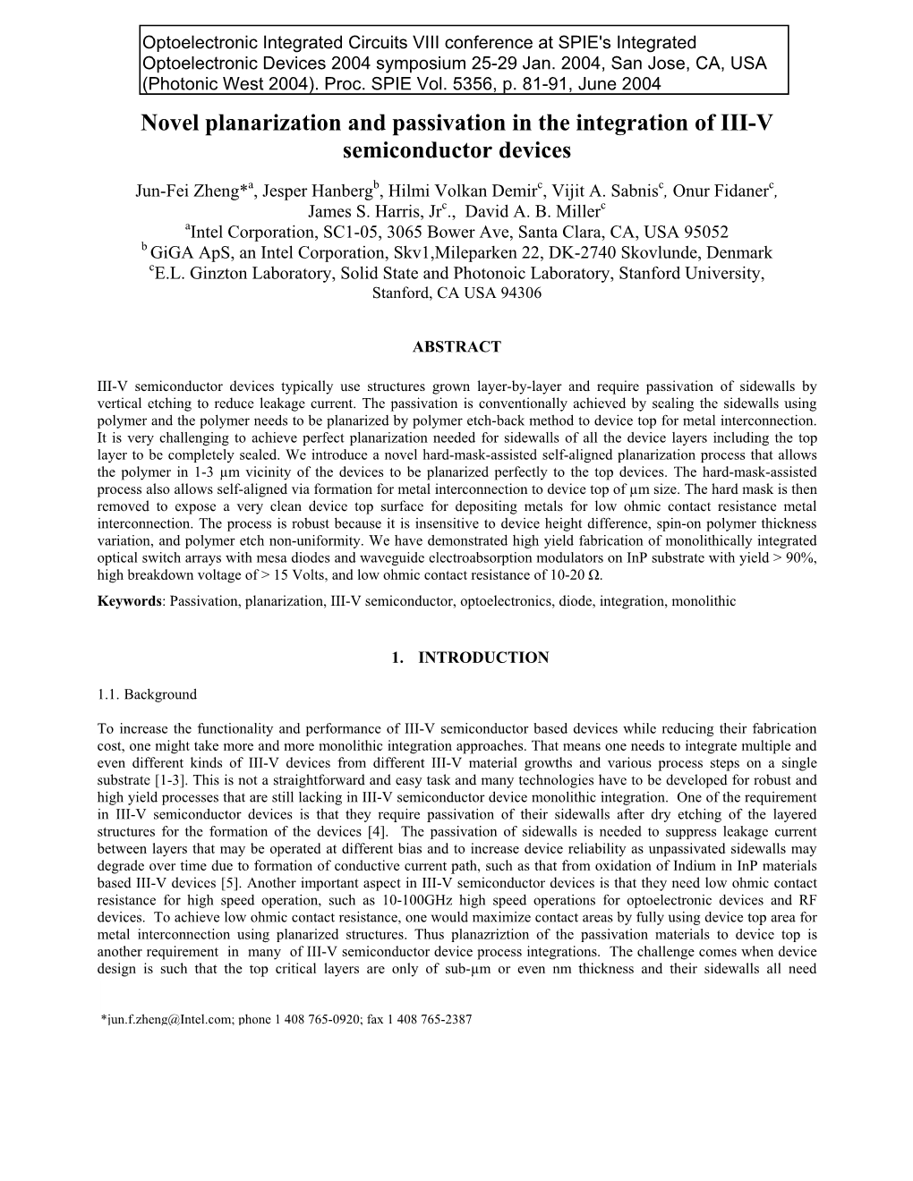 Novel Planarization and Passivation in the Integration of III-V Semiconductor Devices