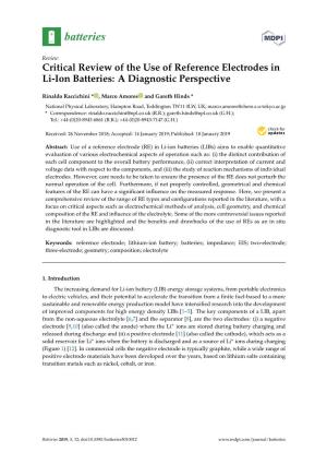 Critical Review of the Use of Reference Electrodes in Li-Ion Batteries: a Diagnostic Perspective