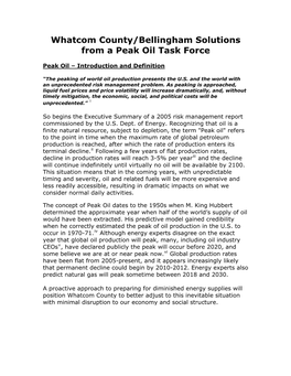 Whatcom County/Bellingham Solutions from a Peak Oil Task Force