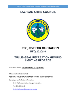 Tullibigeal Recreation Ground Lighting Upgrade
