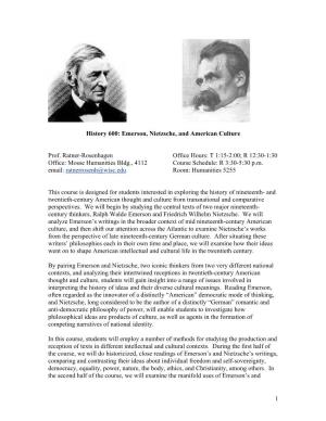 Ratner-Rosenhagen – “Emerson, Nietzsche, and American Culture”
