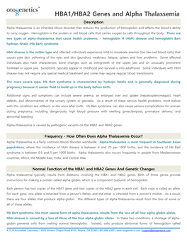 HBA1/HBA2 Genes and Alpha Thalassemia