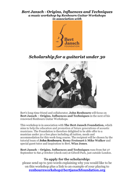 Jansch Renbourn Scholarship