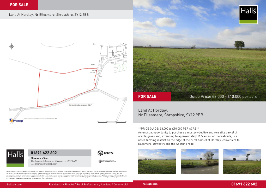 10000 Per Acre Land at Hordley, Nr Ellesmere