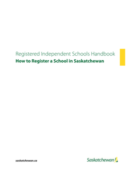 Registered Independent Schools Handbook: How to Register A