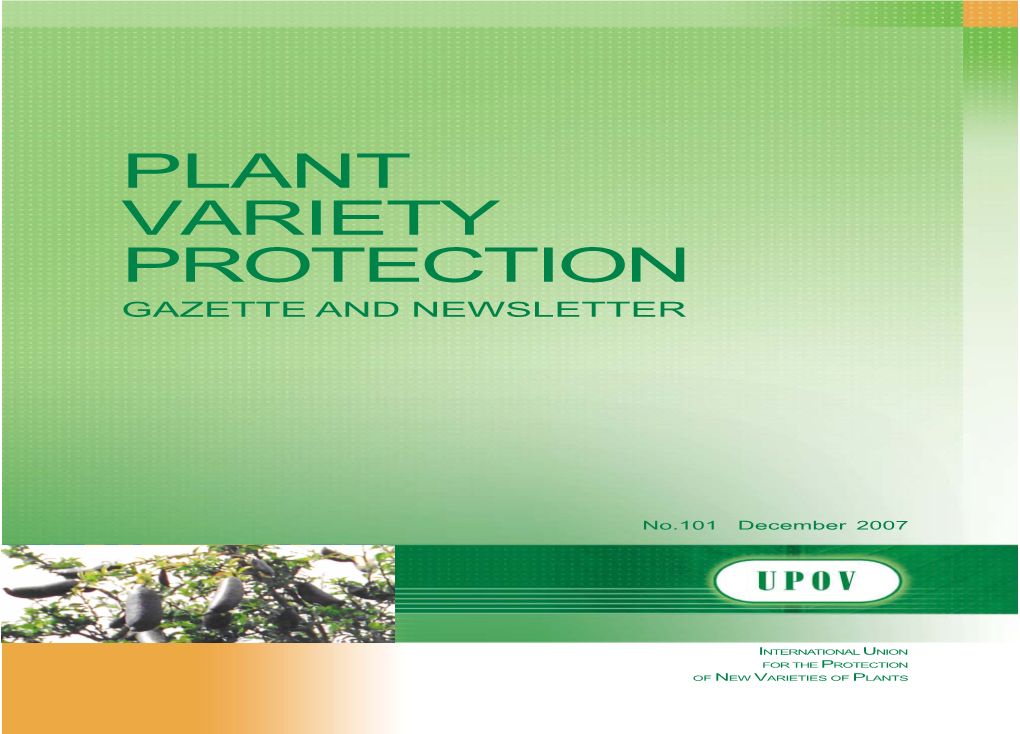 Plant Variety Protection Gazette and Newsletter