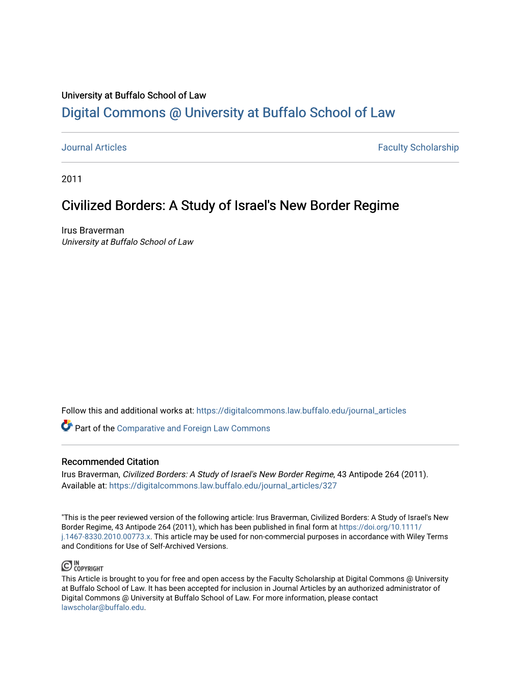 A Study of Israel's New Border Regime