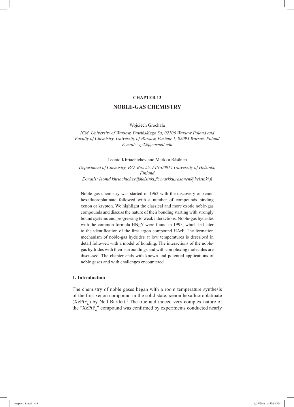 Chapter 13 Noble-Gas Chemistry