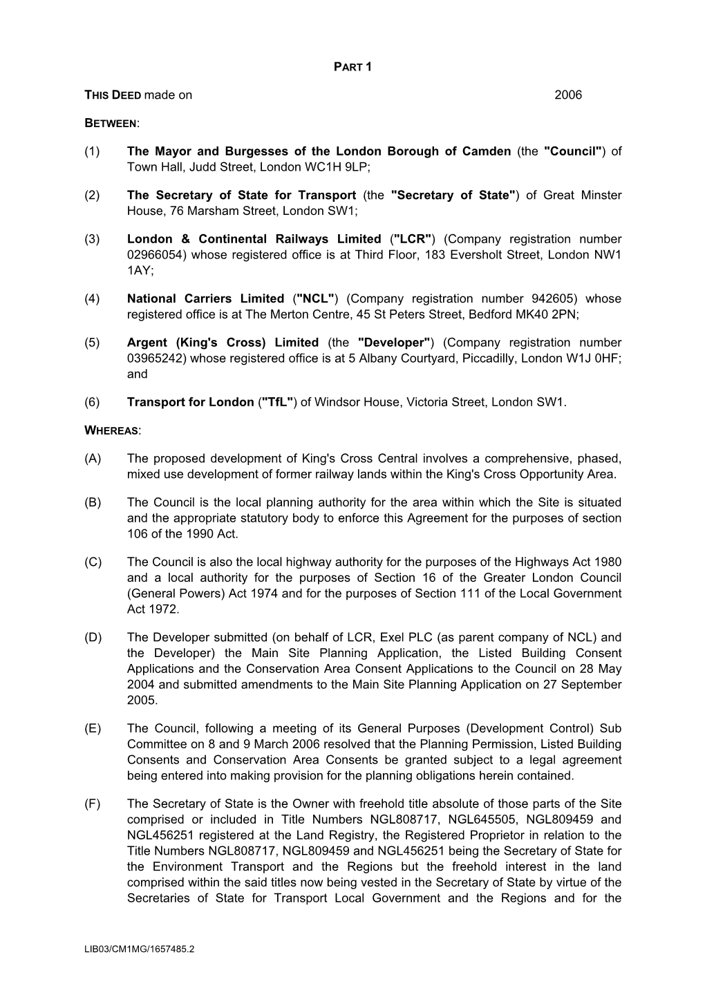 Section 106 Agreement for King's Cross Central