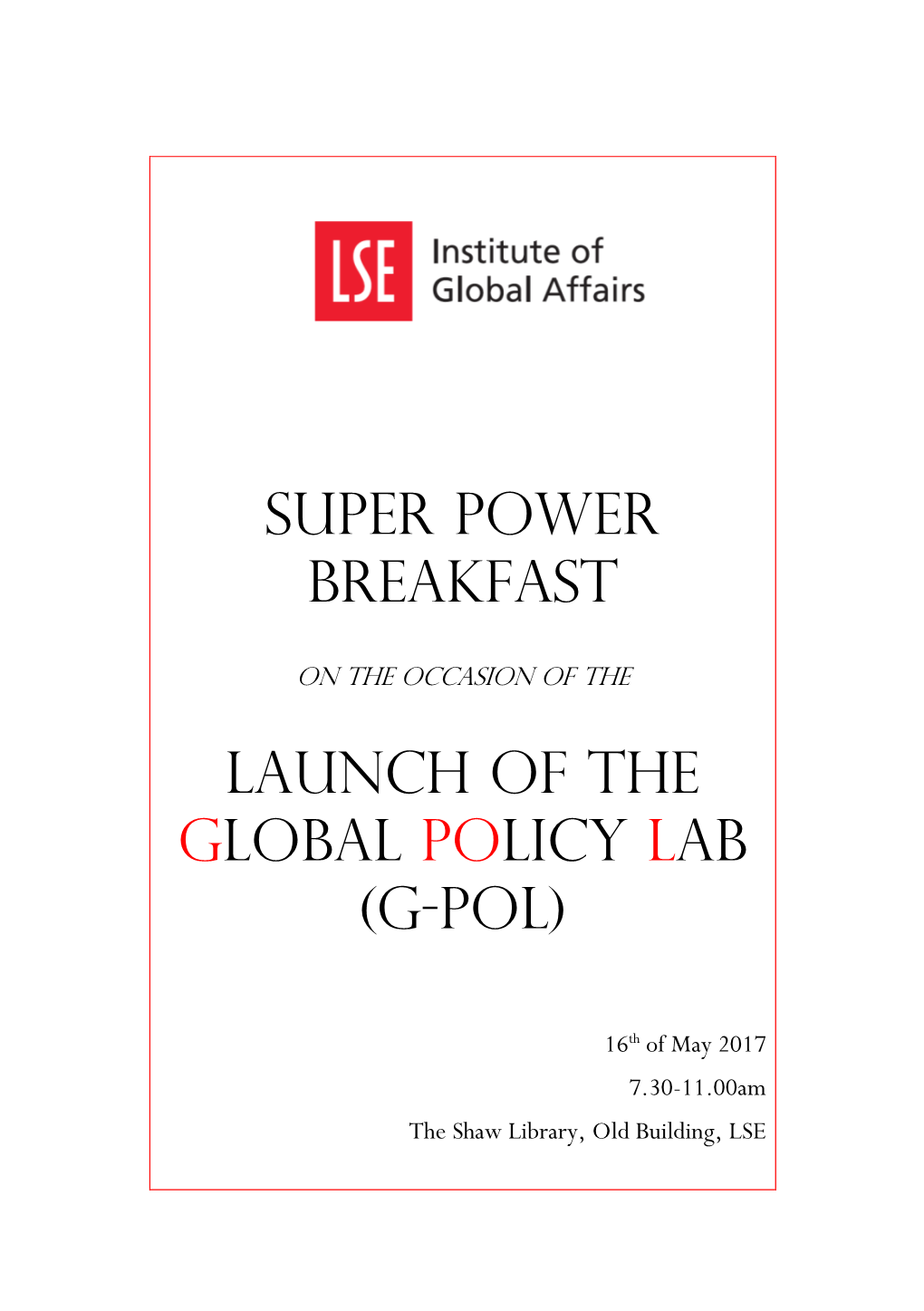 LSE Global Policy Lab Agenda