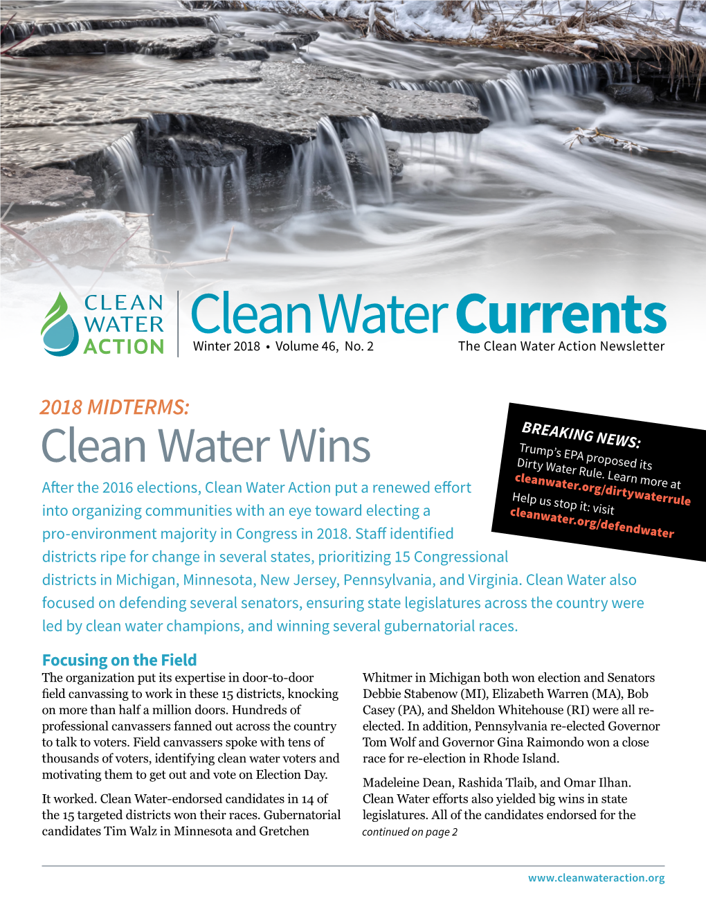 Clean Water Currents Winter 2018 • Volume 46, No