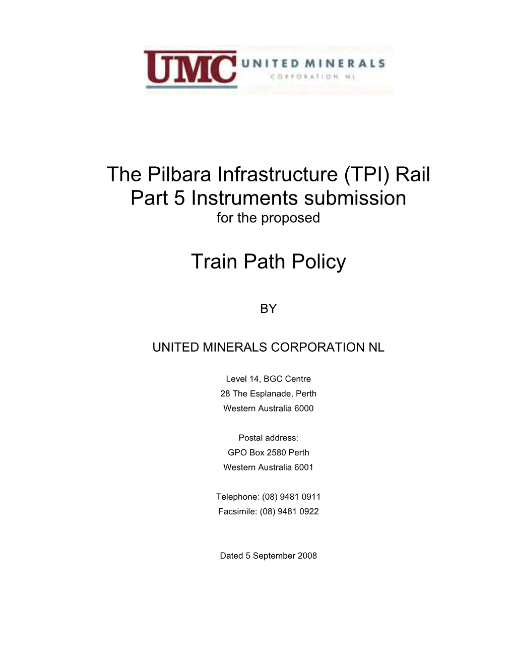 Rail Part 5 Instruments Submission Train Path Policy