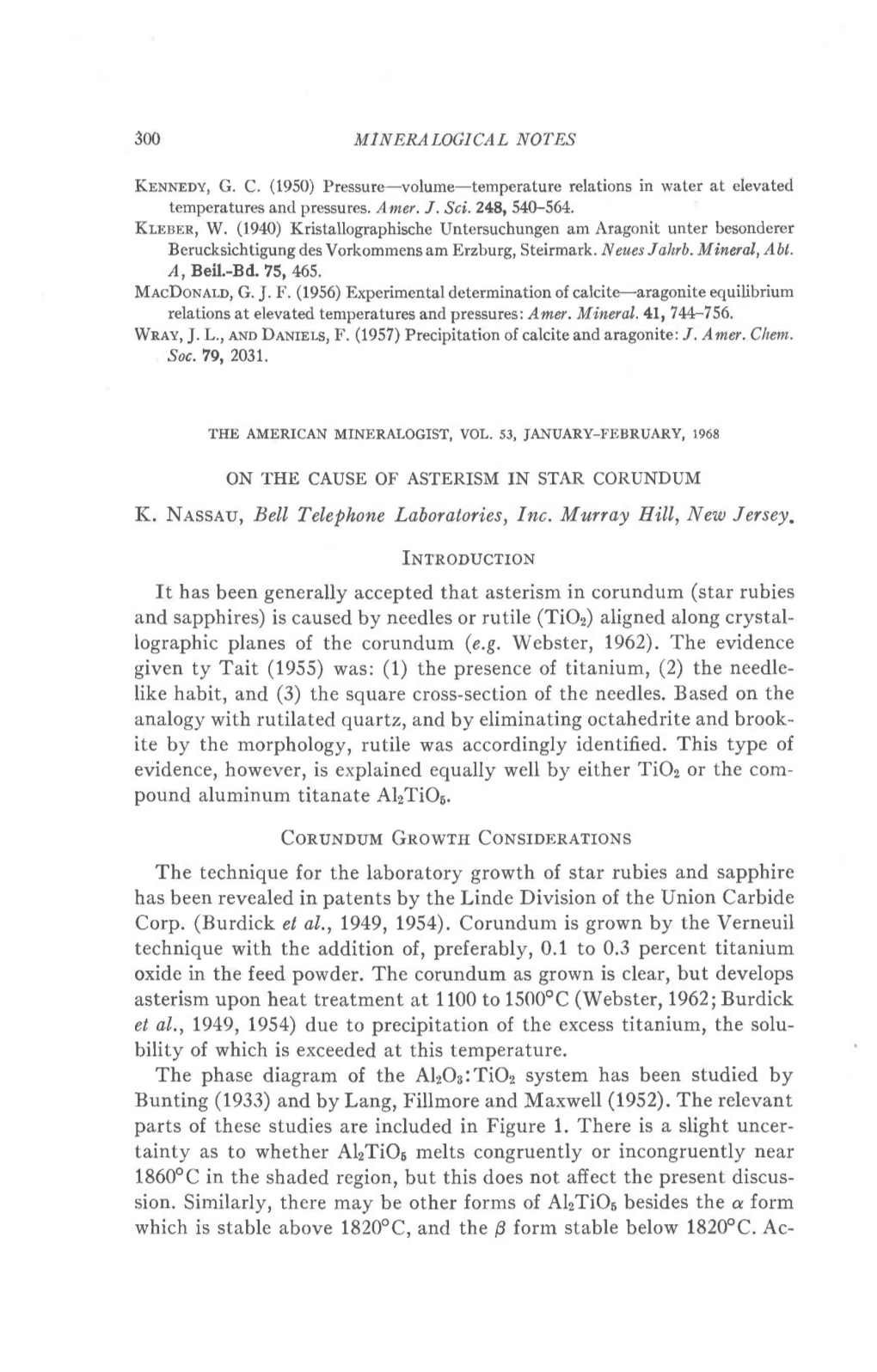 300 on the CAUSE of ASTERISM in STAR CORUNDUM K. Nesseu