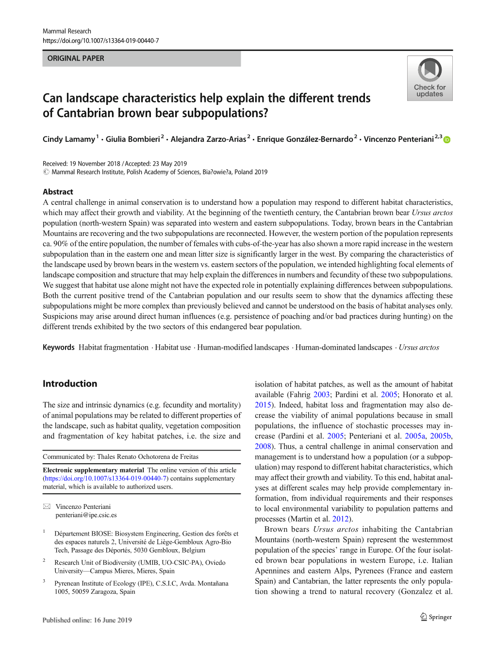 Can Landscape Characteristics Help Explain the Different Trends of Cantabrian Brown Bear Subpopulations?