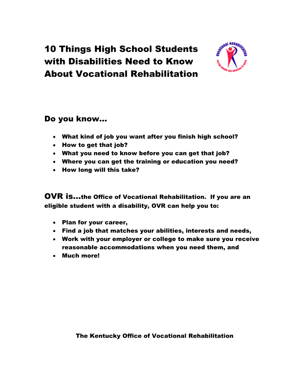 With Disabilities Need to Know