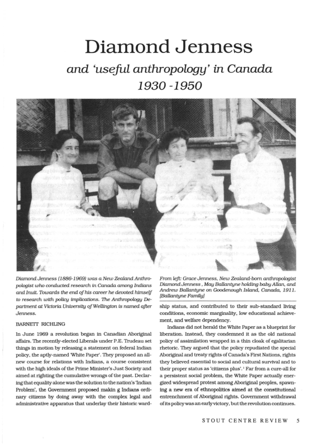 Diamond J Enness and 'Useful Anthropology' in Canada 1930-1950