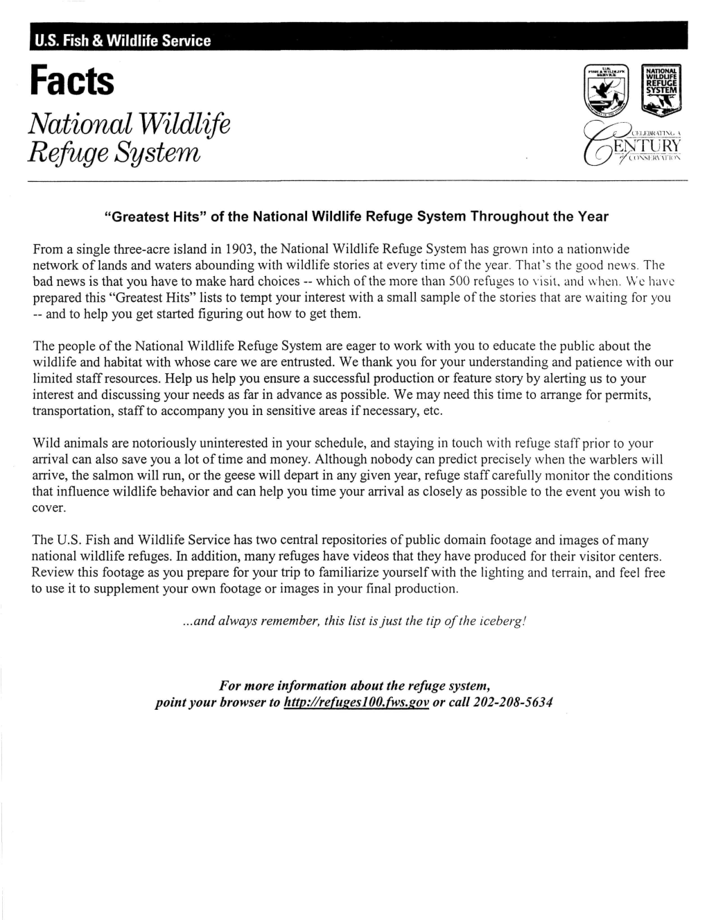 Facts National Wildlife Refuge System
