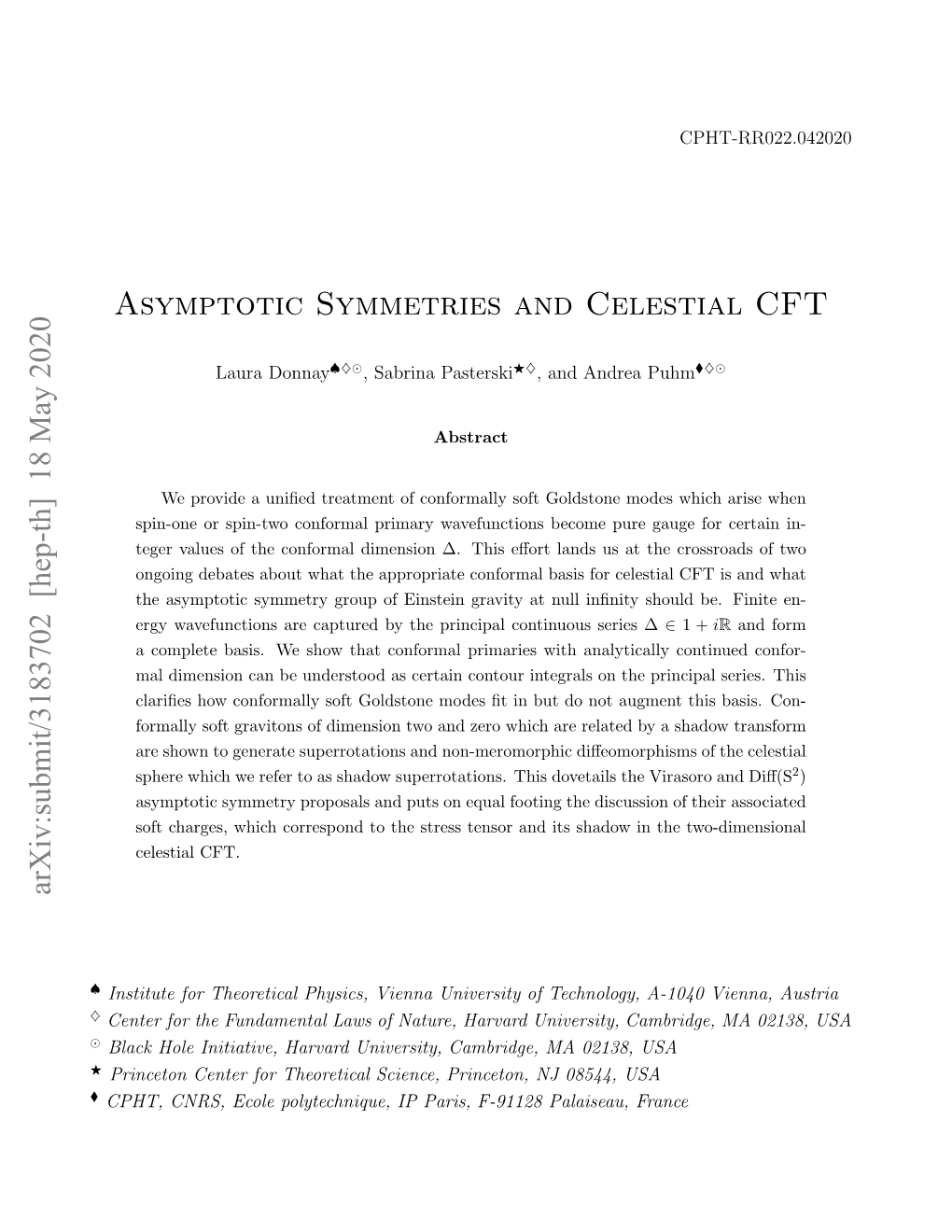 Asymptotic Symmetries and Celestial CFT Arxiv:Submit/3183702