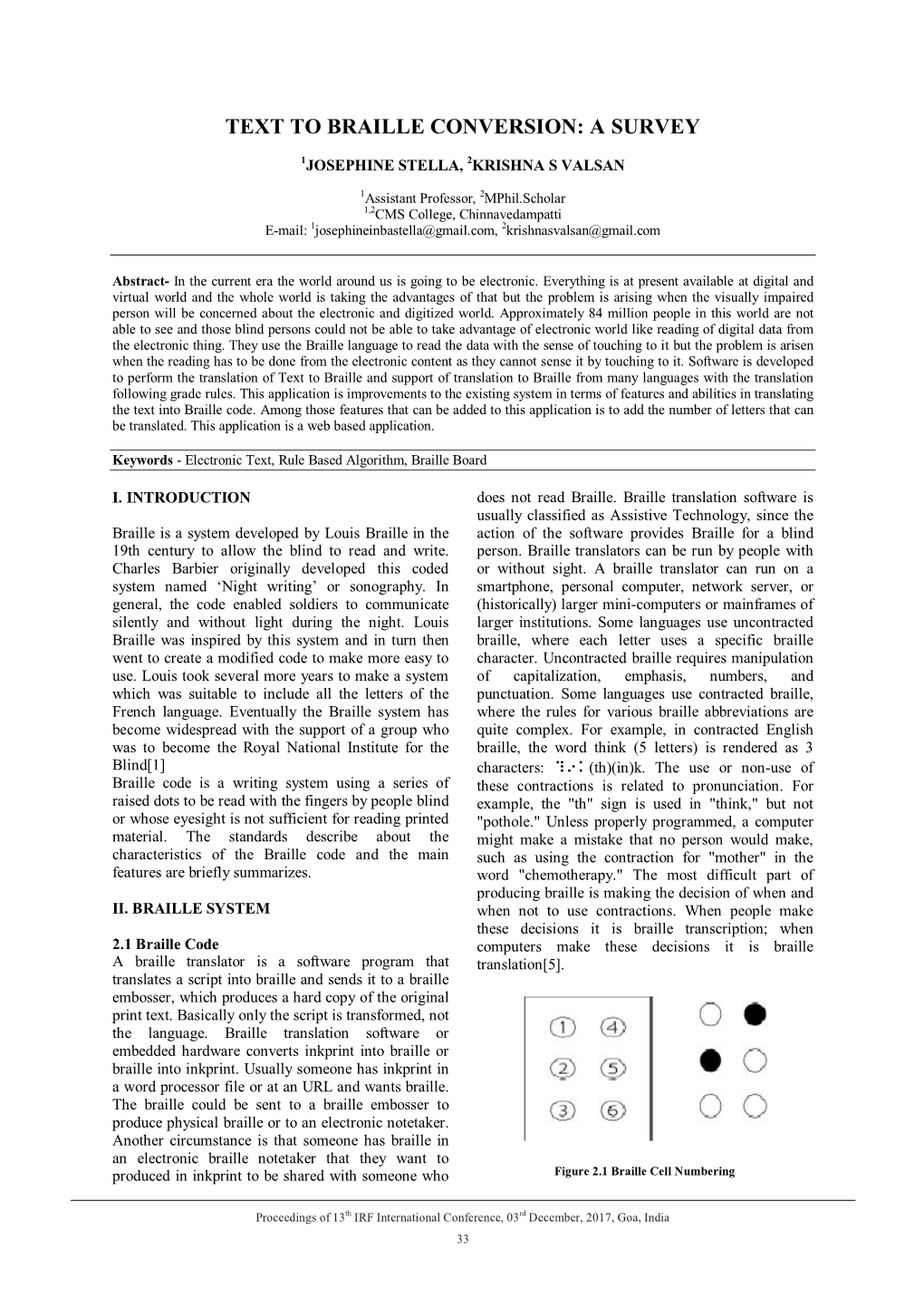 Text to Braille Conversion: a Survey