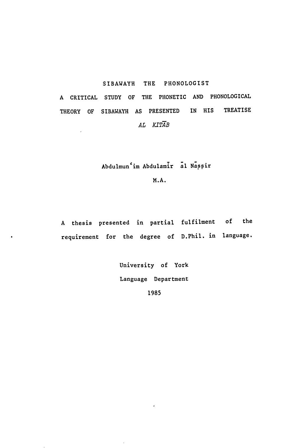 Sibawayh the Phonologist