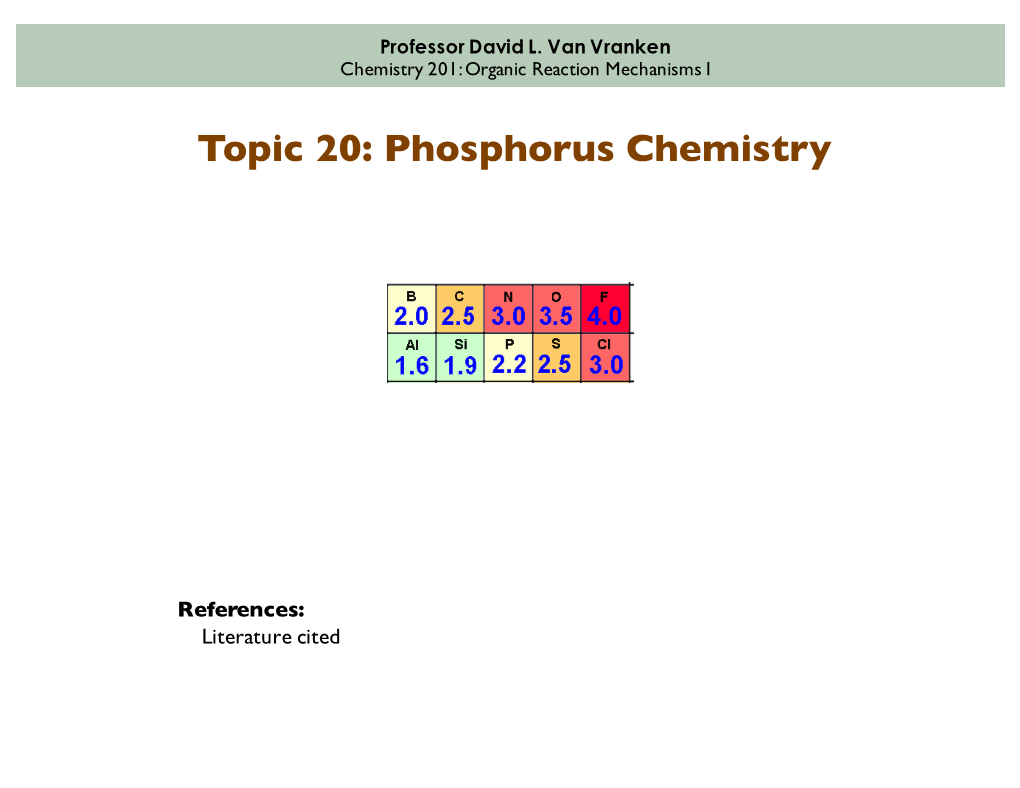 20. Phosphorus Chemistry