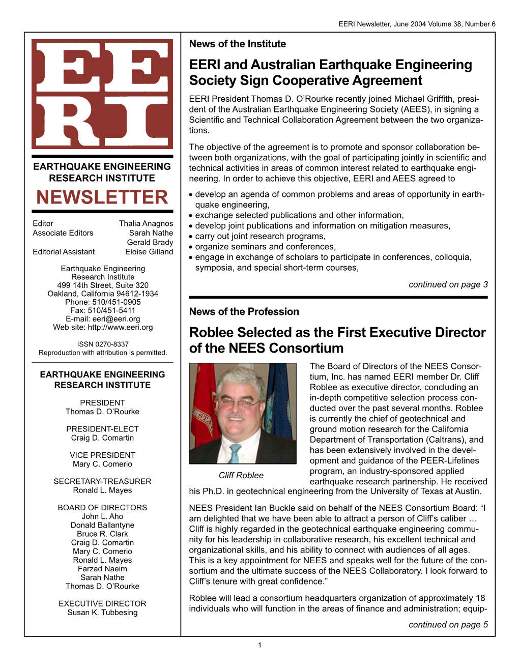 Newsletter, June 2004 Volume 38, Number 6