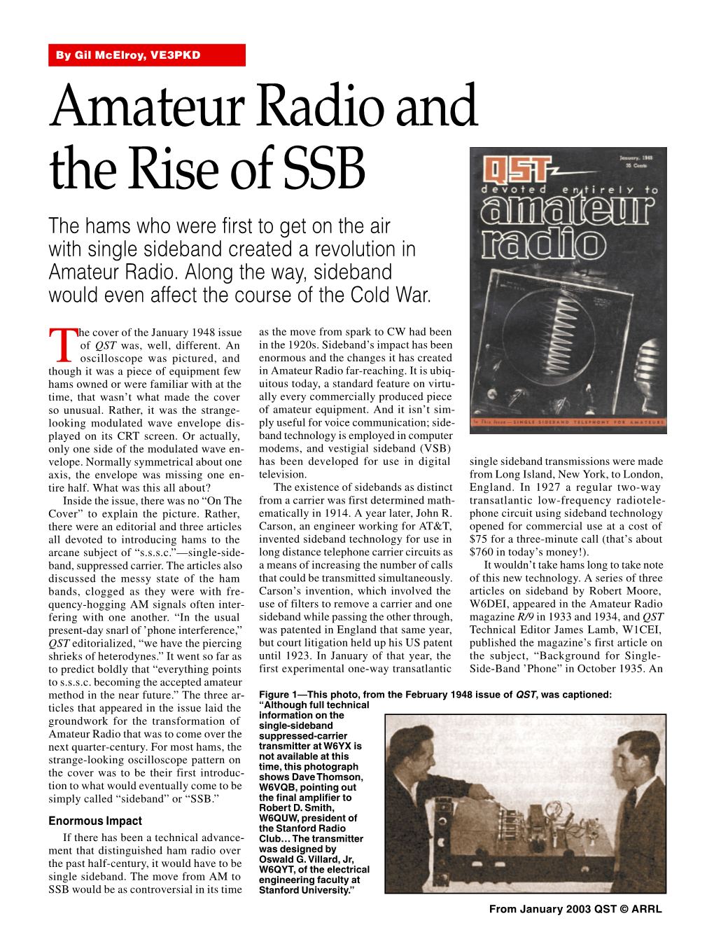 Amateur Radio and the Rise of SSB the Hams Who Were First to Get on the Air with Single Sideband Created a Revolution in Amateur Radio