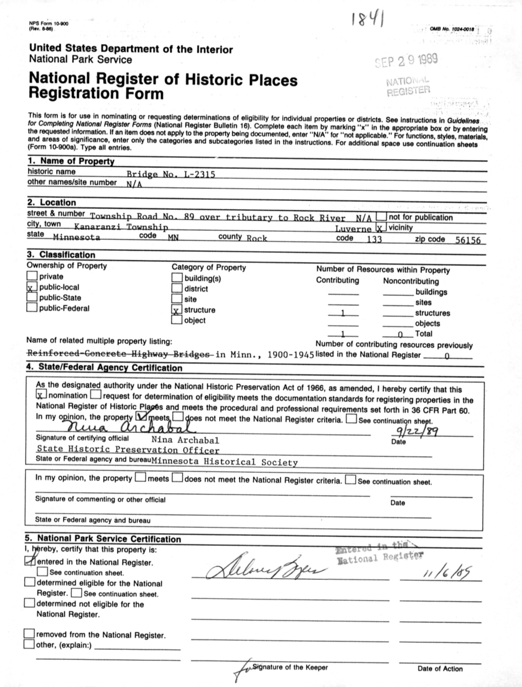 National Register of Historic Places Registration Form P5g5s“^P'