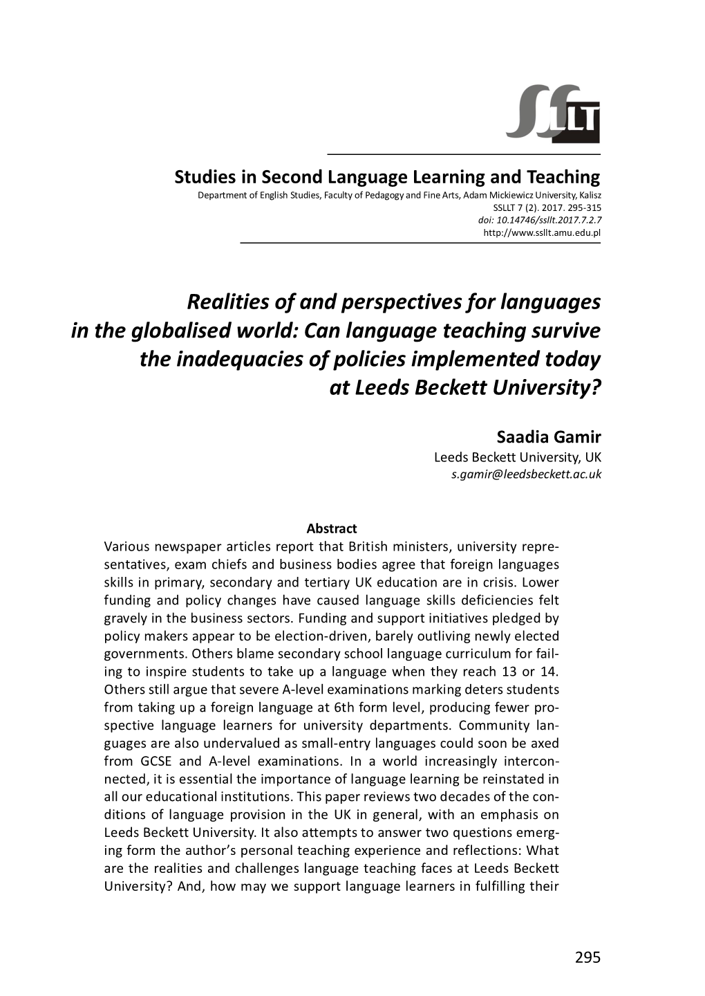 Can Language Teaching Survive the Inadequacies of Policies Implemented Today at Leeds Beckett University?