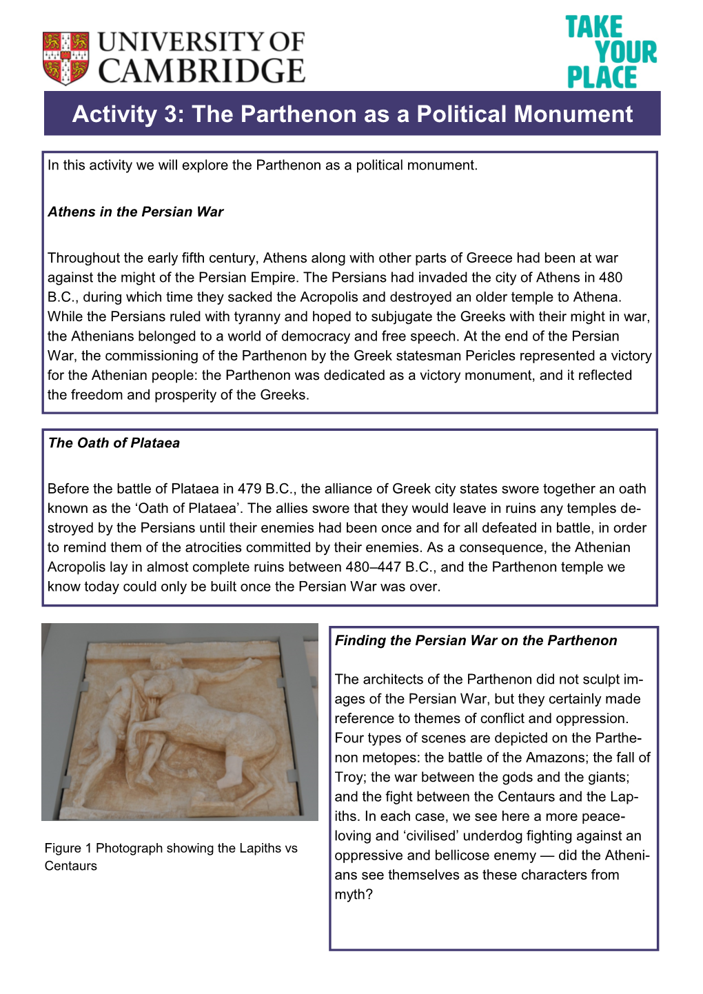 Activity 3: the Parthenon As a Political Monument