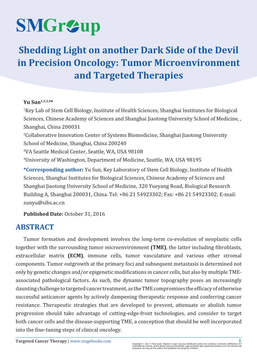 Tumor Microenvironment and Targeted Therapies