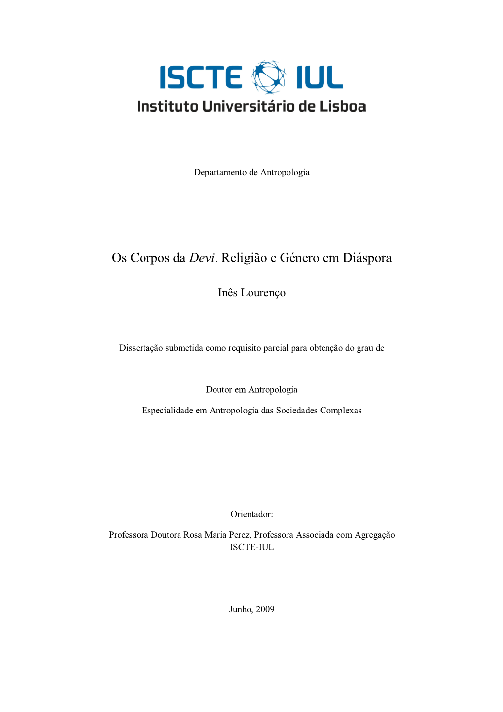 Os Corpos Da Devi. Religião E Género Em Diáspora