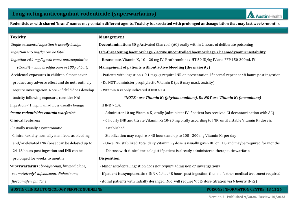 Long-Acting Anticoagulant Rodenticide (Superwarfarins)