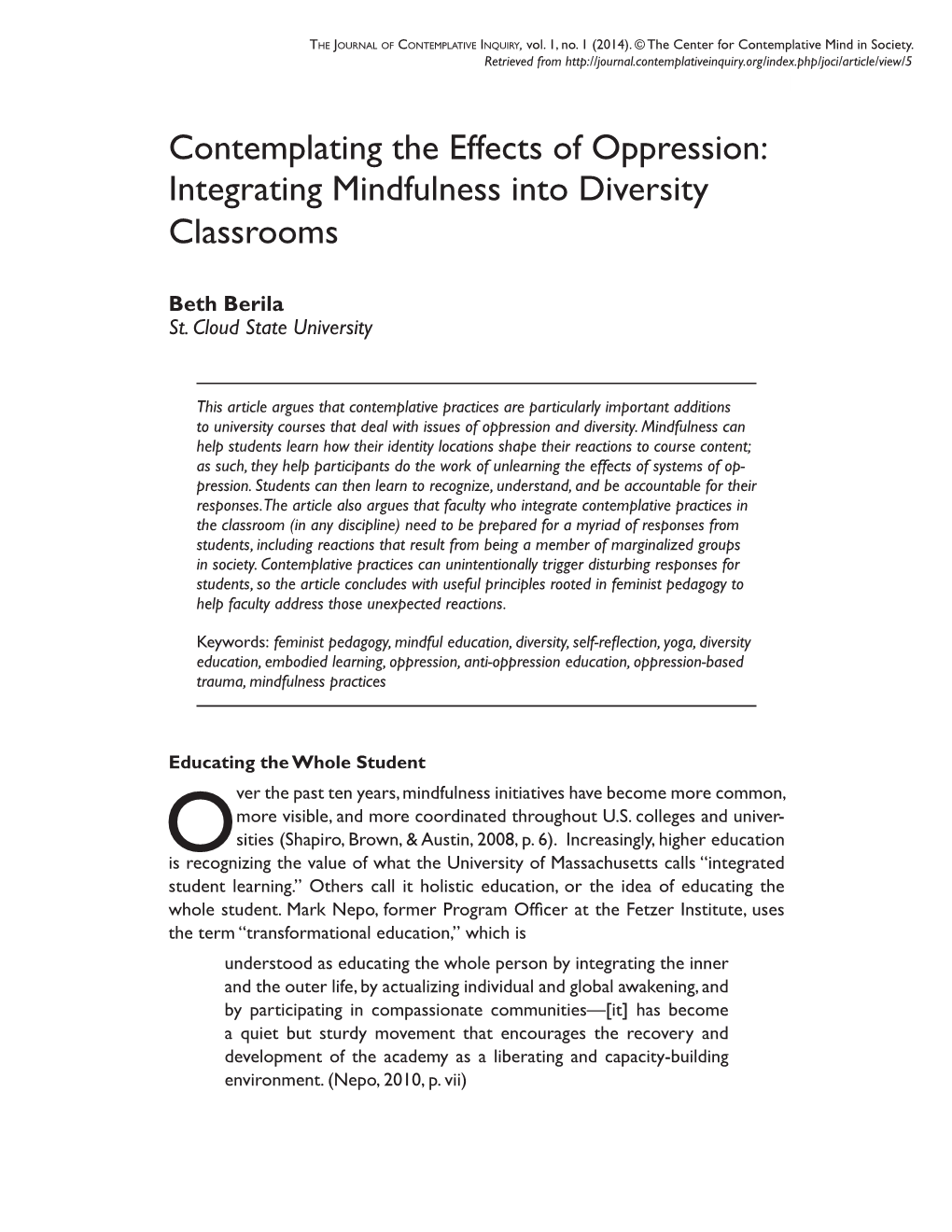 Integrating Mindfulness Into Diversity Classrooms